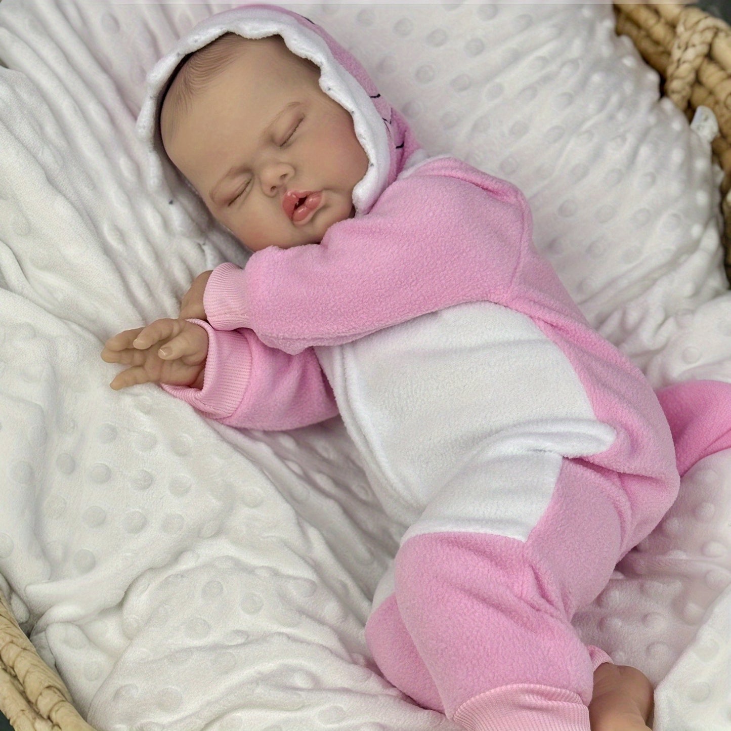 50cm Soft Cloth Body Sleeping Pickle Reborn Doll In Pink Outfit