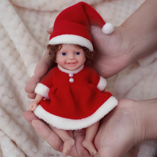 6 Inch Open Eyes Mini Reborn Dolls In Christmas Clothes