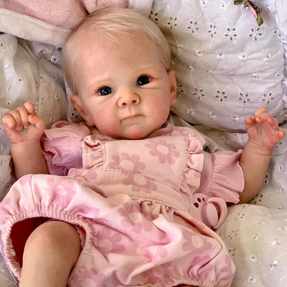 18 Inches Blue Eyes Bettie Reborn Doll Girl In Pink Flower Clothes