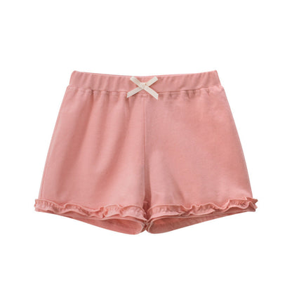 Cotton Solid Color Ruffled shorts for Girls