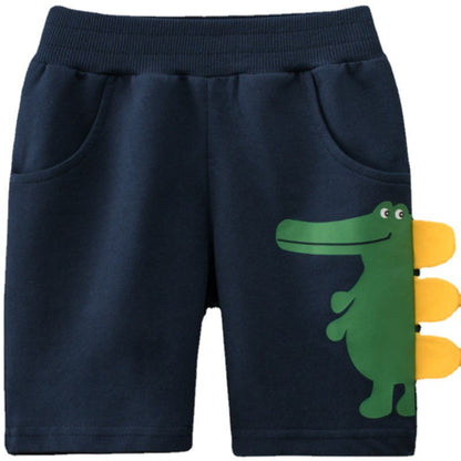 Cartoon Dinosaur Mid Length Shorts for Boys
