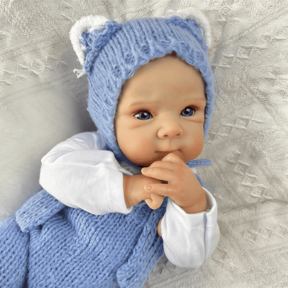 18 Inches Blue Eyes Bettie Reborn Baby Girl In Blue Knitted Bodysuit