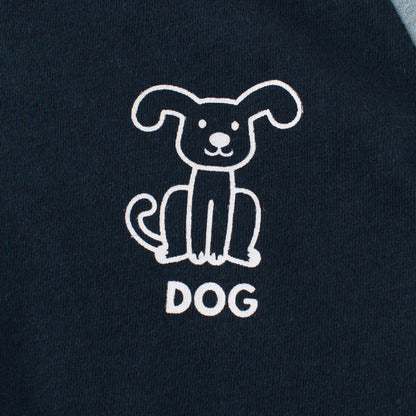 Color Block Crew Neck T-Shirt With Puppy Letter Print