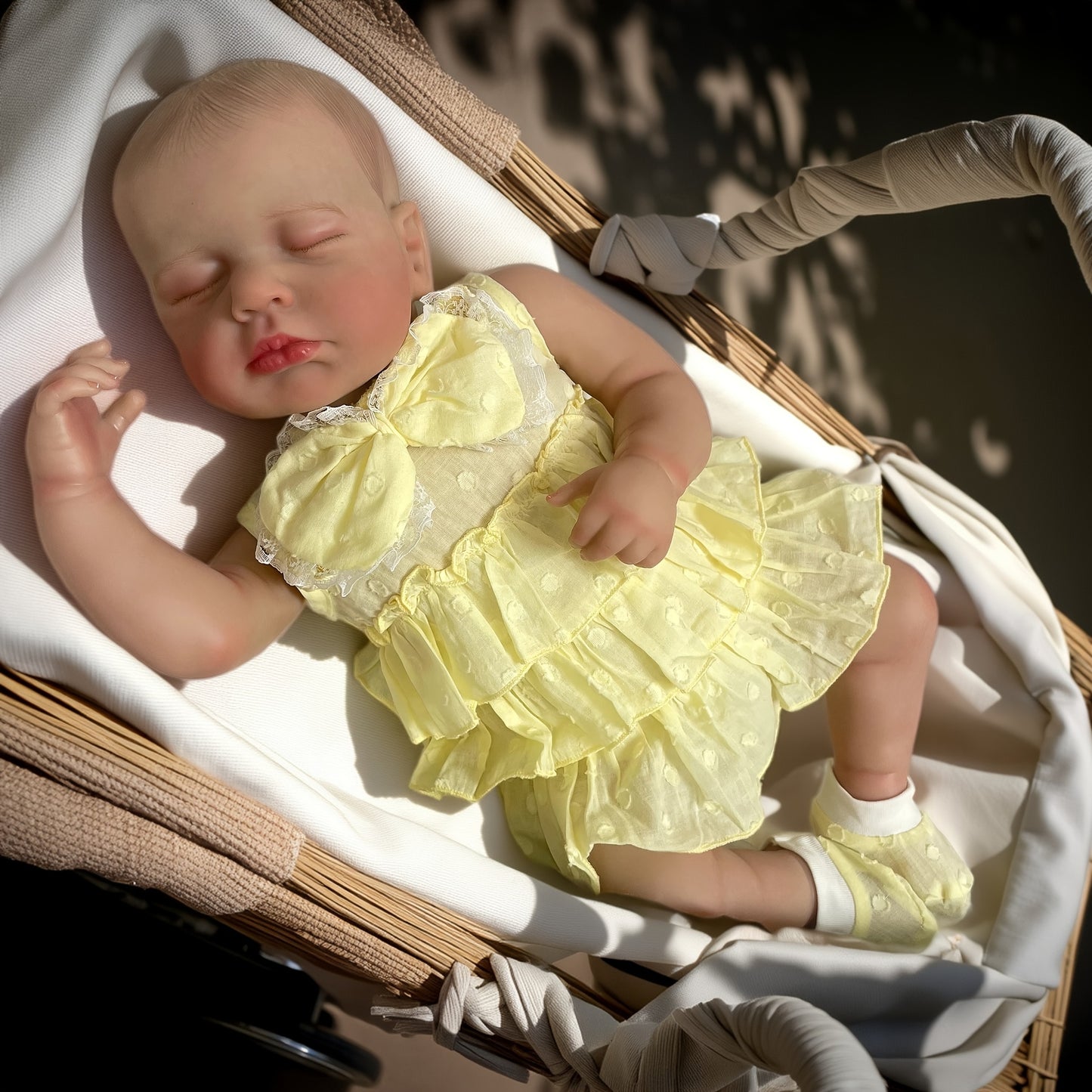 20 Inches 3D Skin Closed Eyes Loulou Reborn Baby Girl In Yellow Dress