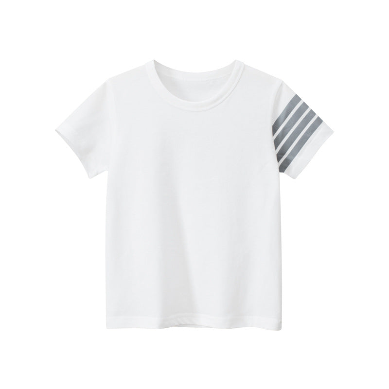 Solid color crew neck short sleeve T-shirt