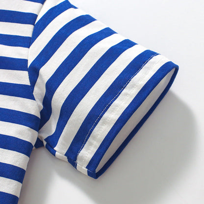 Fashion Striped Round Neck Short Sleeve T-Shirt