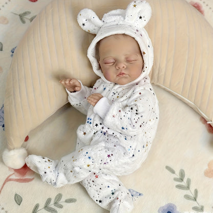 19 inches 3D-Paint Sleeping Irys Reborn Doll in Star White Clothes