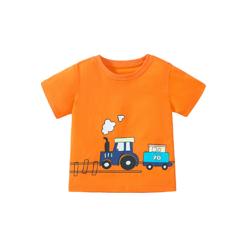 Cartoon train Children's cotton T-shirt