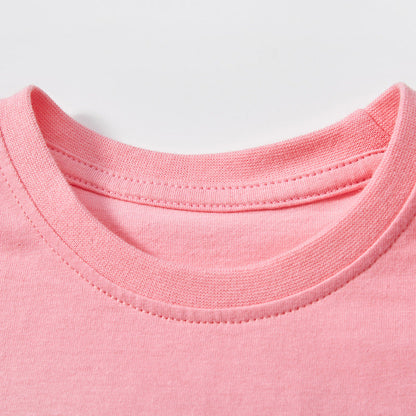 Cartoon Puppy Cotton Round Neck Short Sleeve T-shirt for Girls
