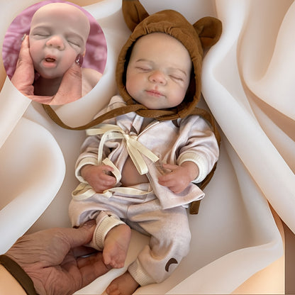 30cm Silicone Closed Eyes Pascale Reborn Baby Girl in Moon Printed Outfits