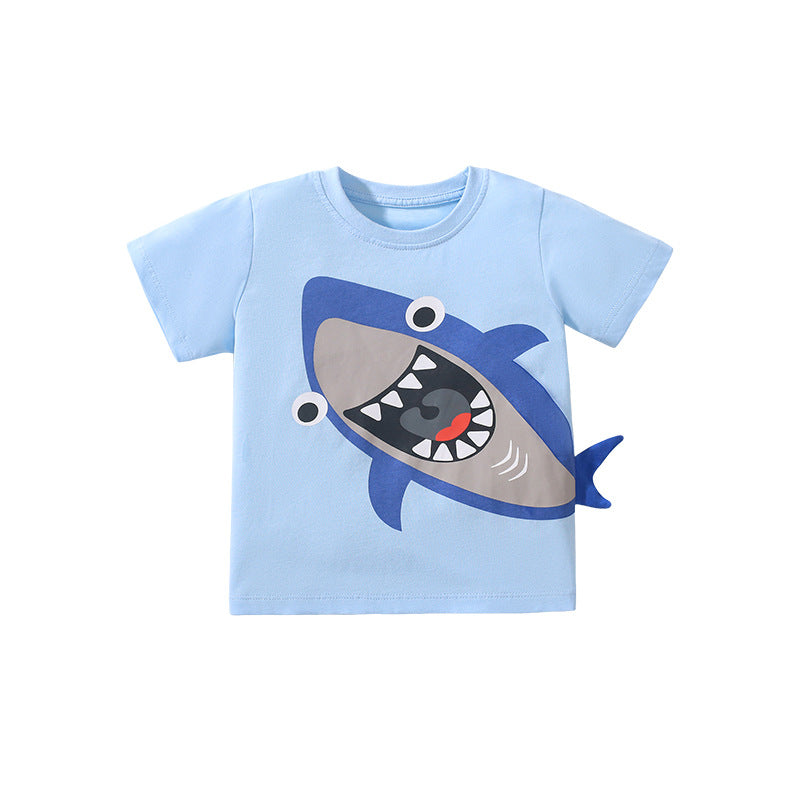 Kids' Cotton T-Shirt with Shark Print