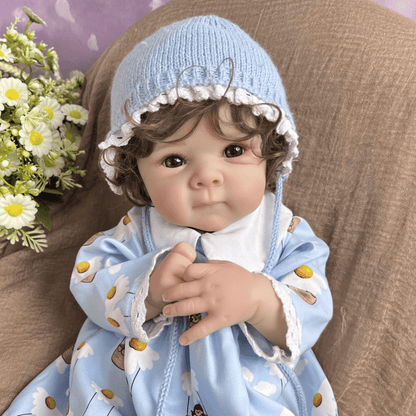 45cm Lifelike Short Hair Bettie Reborn Baby Girl in Blue Clothes