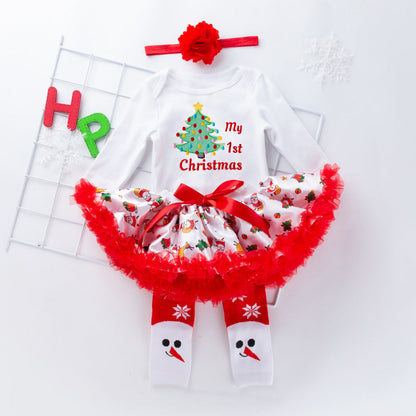 4-Piece Christmas Tree Printed Dress for 21/22/23 Inches Reborn Dolls