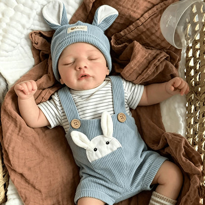 19 Inches Closed Eyes Sam Reborn Doll In Blue Rabbit Outfits
