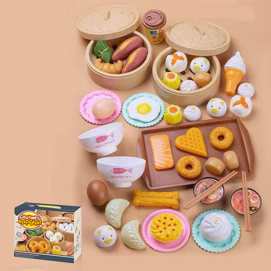 Children's Play House Simulation Kitchen Toys Chinese and Western Food 46 Piece Set
