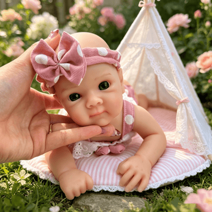 30cm Full Silicone Bettie Reborn Baby Girl in Pink Polk Dot Outfits