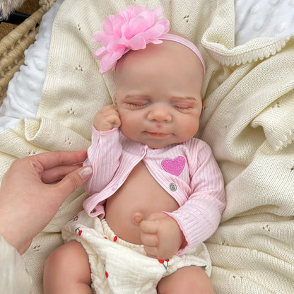 45cm Full Silicone Stretchable Asleep Pascale Reborn Girl in Pink Outfits