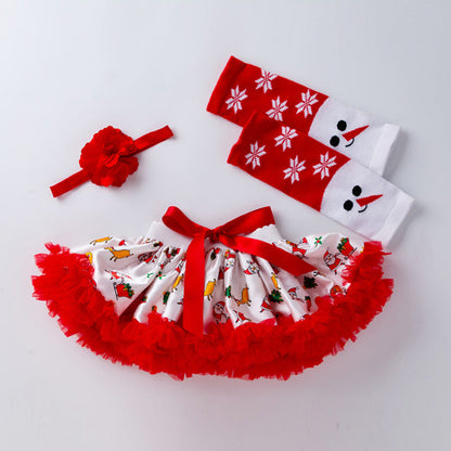 4-Piece Christmas Tree Printed Dress for 21/22/23 Inches Reborn Dolls