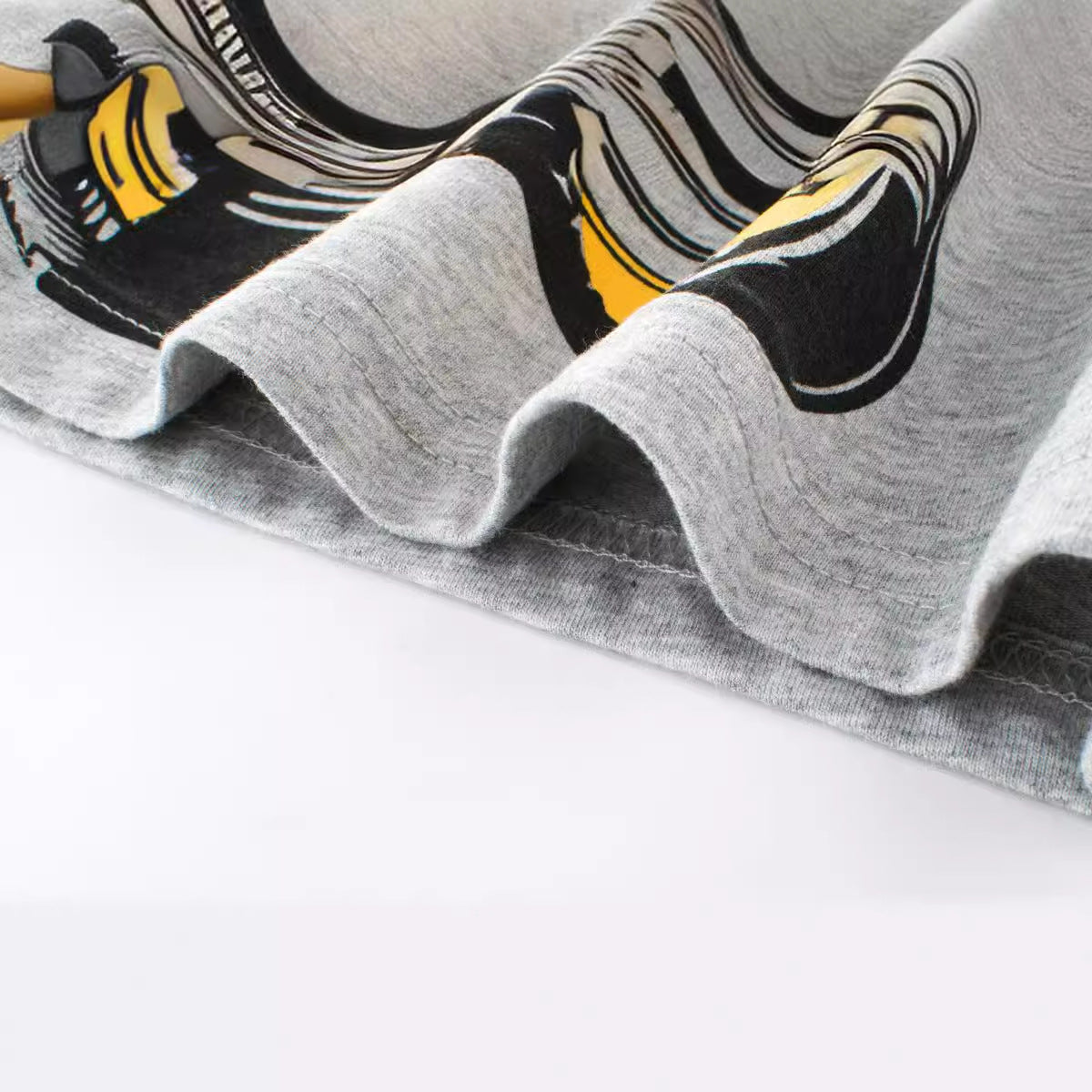 Cartoon Excavator Print Short Sleeve T-Shirt Grey