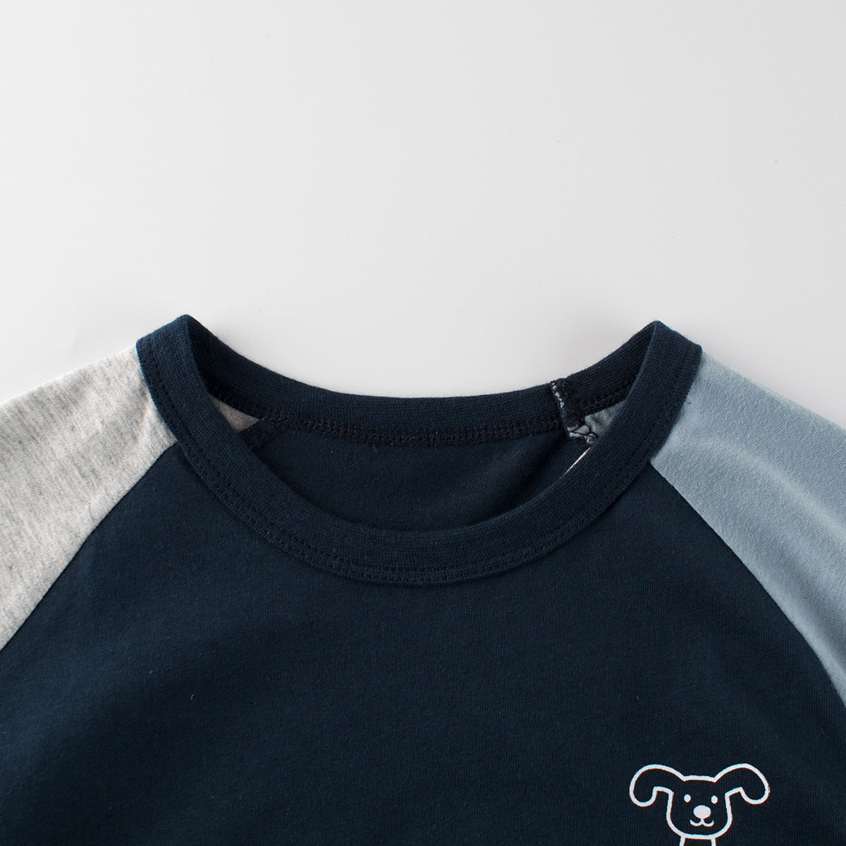 Color Block Crew Neck T-Shirt With Puppy Letter Print