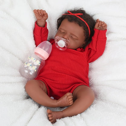 20 Inches Delia Closed Eyes Dark Skin Reborn Doll Girls - Rosalie