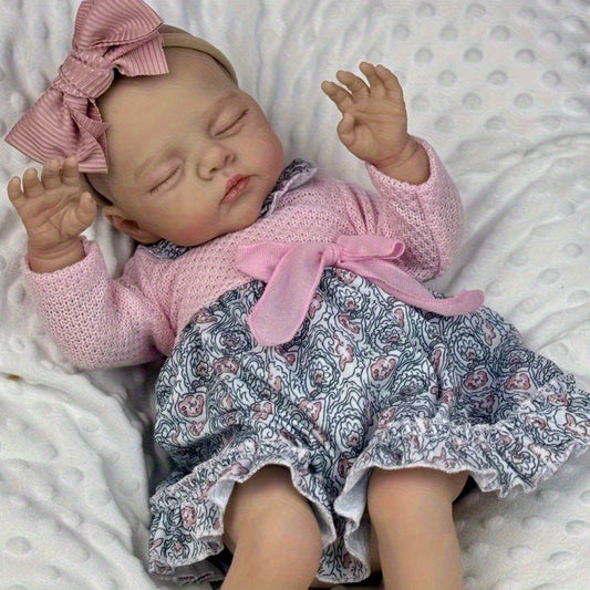 19 inches Soft Body Sleeping Irys Reborn Doll In Pink Foral Dress