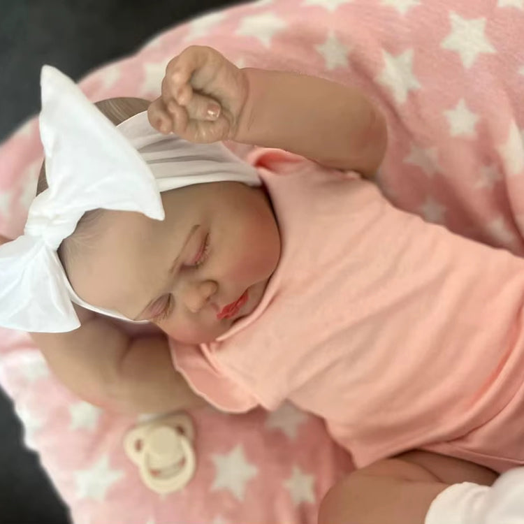 60cm Closed Eyes Pickle Reborn Doll In Pink Clothes