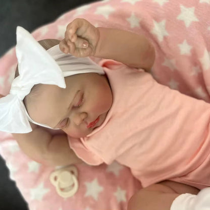 60cm Closed Eyes Pickle Reborn Doll In Pink Clothes
