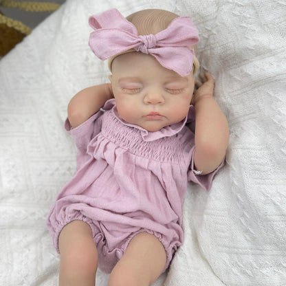 19 inches 3D-Paint Closed Eyes Reborn Doll Irys in Purple Clothes