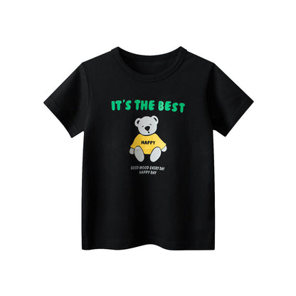 Black Bear Print Kids Short Sleeve T-Shirt