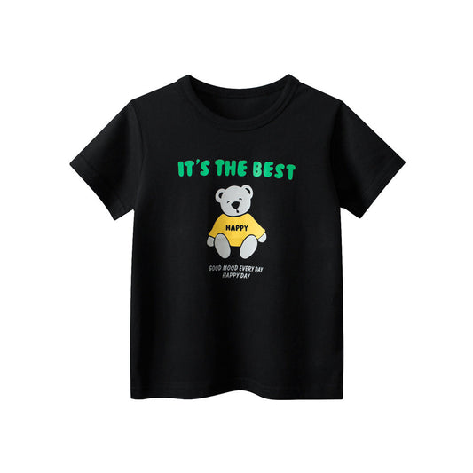 Black Bear Print Kids Short Sleeve T-Shirt