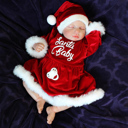 20 inches Closed Eyes Loulou Reborn Doll Girl In Christmas Dress