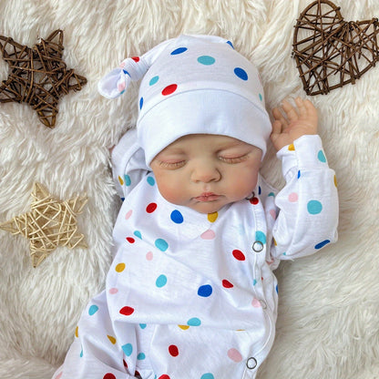 19 inches 3D-Paint Sleeping Irys Reborn Doll in Polk Dot Clothes