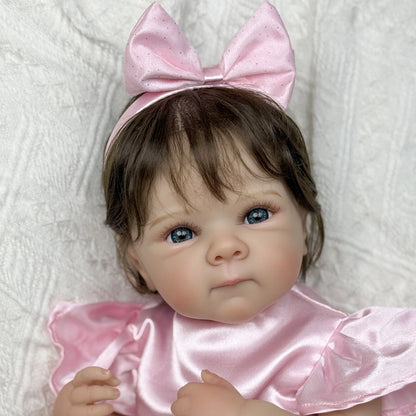 45cm Lifelike Vinyl Body Short Hair Bettie Reborn Girl in Pink Dress