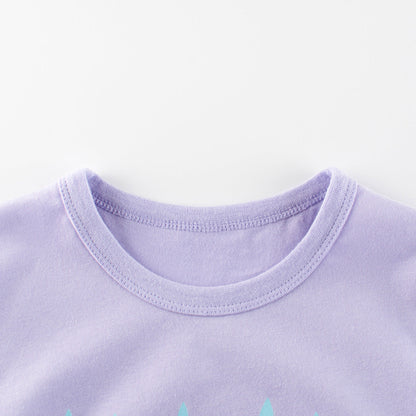 Cartoon Rainbow Clouds Round Neck Short Sleeve T-Shirt