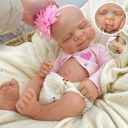 45cm Full Silicone Stretchable Asleep Pascale Reborn Girl in Pink Outfits