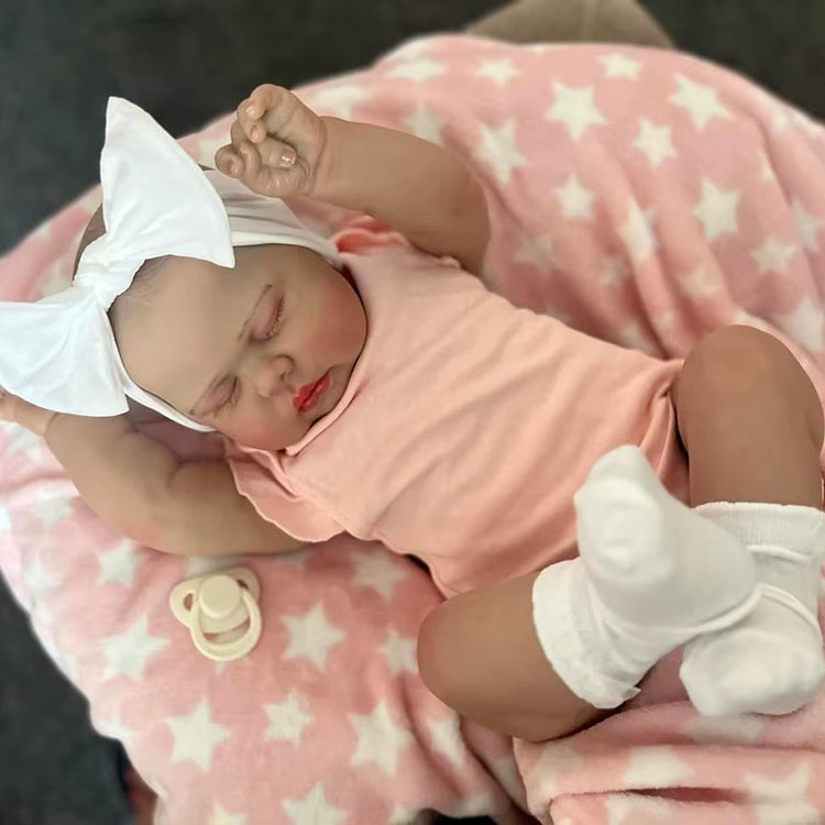 60cm Closed Eyes Pickle Reborn Doll In Pink Clothes