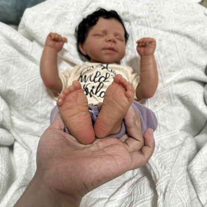 48cm Lifelike Soft Body Dark Skin Sleeping Reborn Doll Pascale