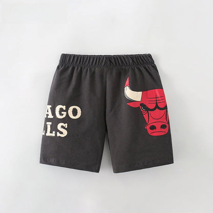 Boy's new leisure printed elastic waist short pants