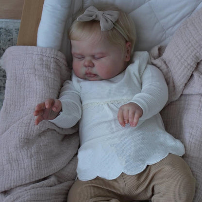 20 Inches 3D Skin Blonde Hair Closed Eyes Reborn Doll - Pickle
