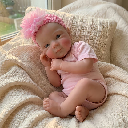 18 Inches Realistic Full Silicone Bettie Reborn Baby Girl in Pink Bodysuits
