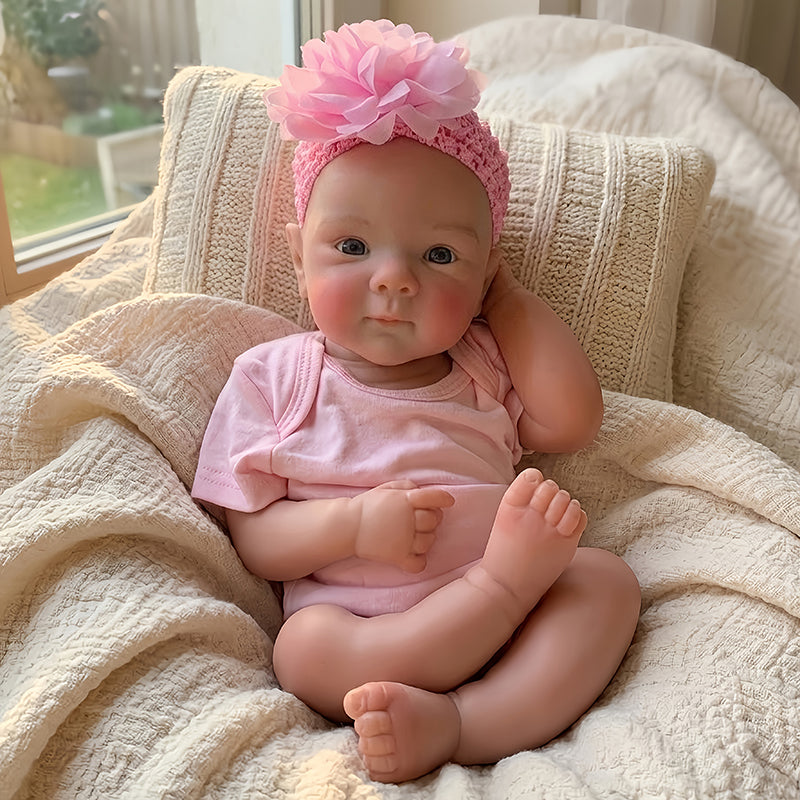 18 Inches Realistic Full Silicone Bettie Reborn Baby Girl in Pink Bodysuits