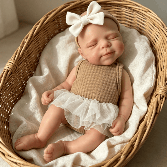 30cm Silicone Asleep Pascale Reborn Doll Girl In Brown Dress