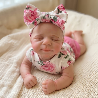 30cm Cute Full Silicone Pascale Reborn Doll Girl In Pink Floral Outfits
