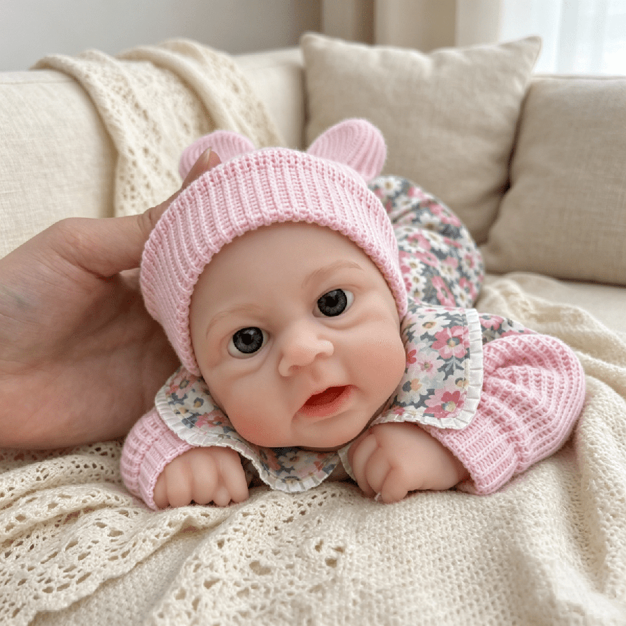 30cm Open Eyes Elijah Silicone Reborn Baby Girl in Pink Floral Outfits