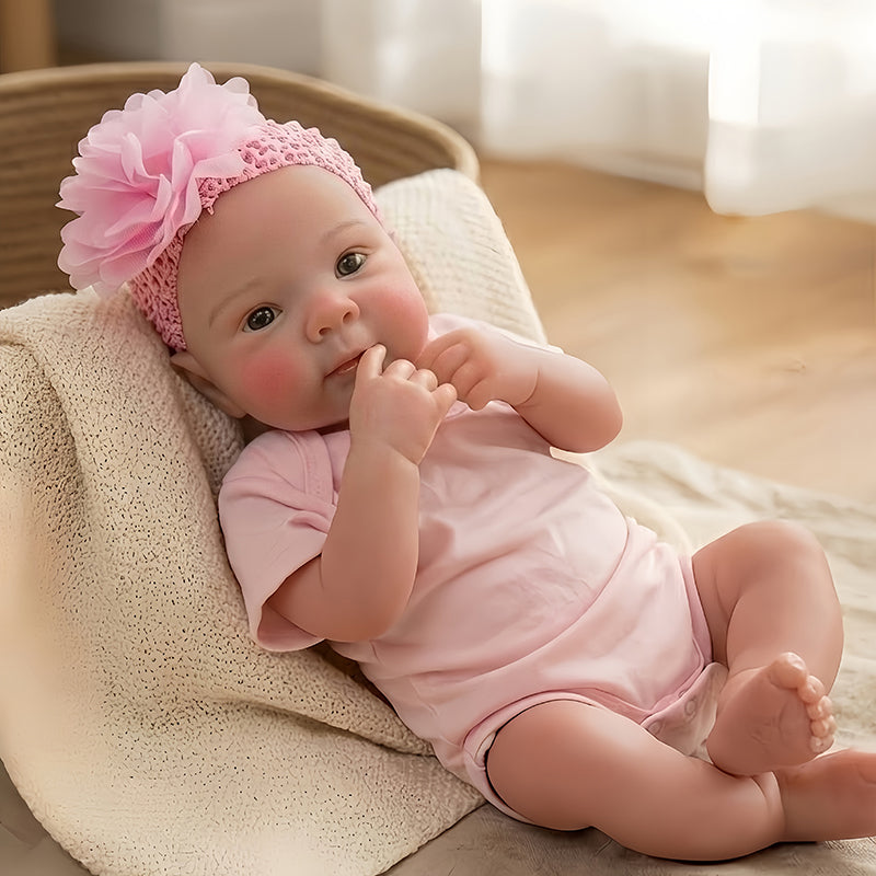 18 Inches Realistic Full Silicone Bettie Reborn Baby Girl in Pink Bodysuits
