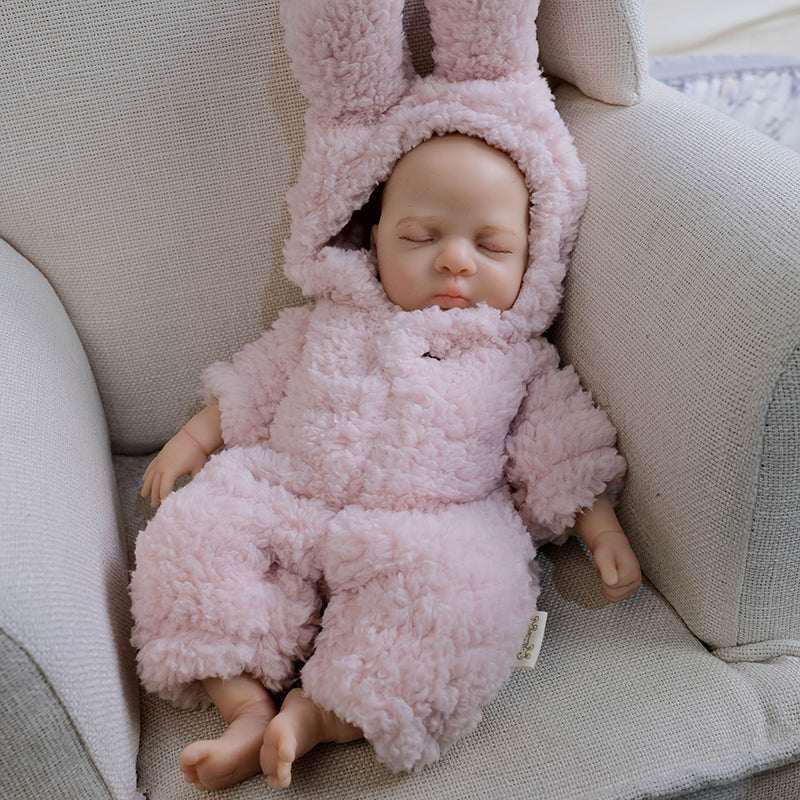 30cm Lifelike Silicone Reborn Baby Girl Luna in Pink Plush Bodysuit