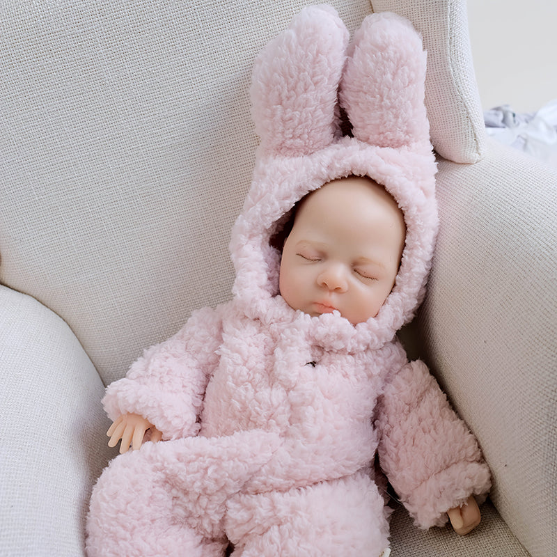 30cm Lifelike Silicone Reborn Baby Girl Luna in Pink Plush Bodysuit