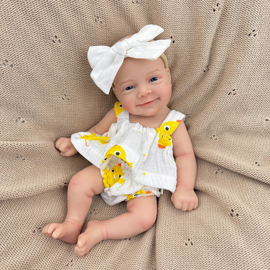 30cm Soft Full Silicone Open Eyes Smile Sebastian Reborn Baby Girl
