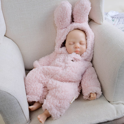 30cm Lifelike Silicone Reborn Baby Girl Luna in Pink Plush Bodysuit